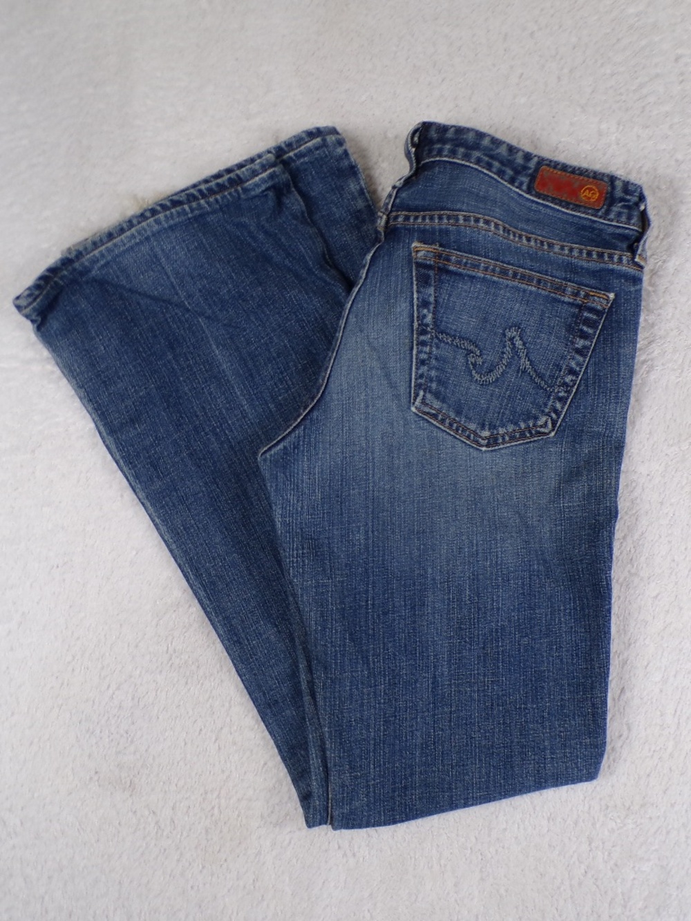 AG Adriano Goldschmied Women’s The Club Jeans, blue washed bell bottoms Sz 28R